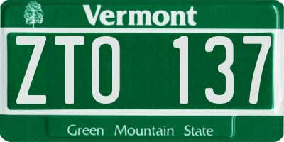VT license plate ZTO137