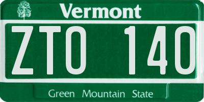 VT license plate ZTO140