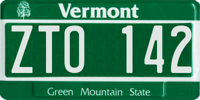 VT license plate ZTO142
