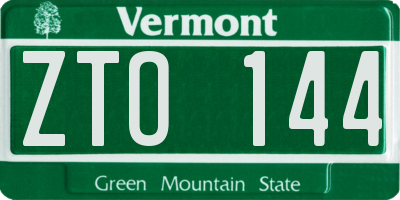 VT license plate ZTO144