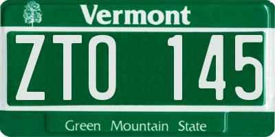VT license plate ZTO145