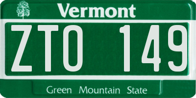 VT license plate ZTO149