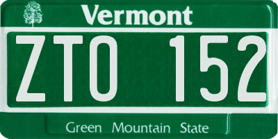 VT license plate ZTO152