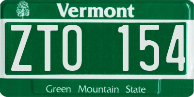 VT license plate ZTO154