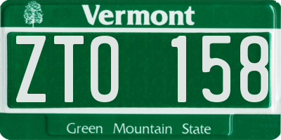 VT license plate ZTO158