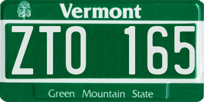 VT license plate ZTO165