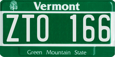 VT license plate ZTO166