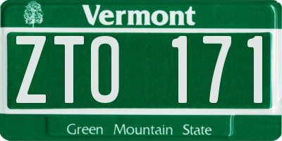 VT license plate ZTO171