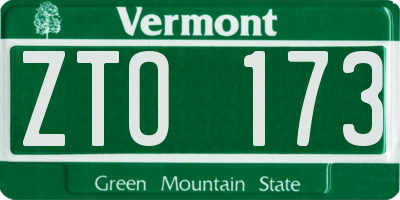 VT license plate ZTO173