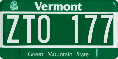 VT license plate ZTO177