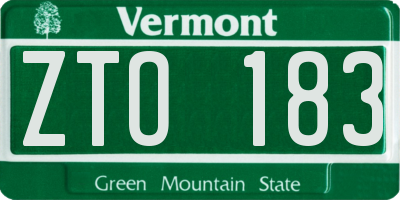 VT license plate ZTO183