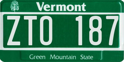 VT license plate ZTO187