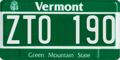 VT license plate ZTO190