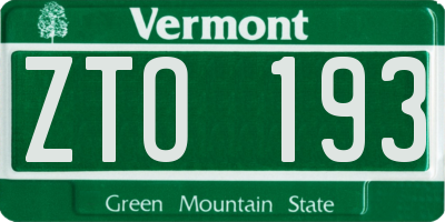 VT license plate ZTO193