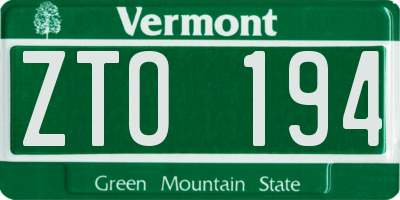VT license plate ZTO194