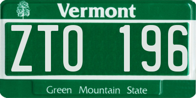 VT license plate ZTO196