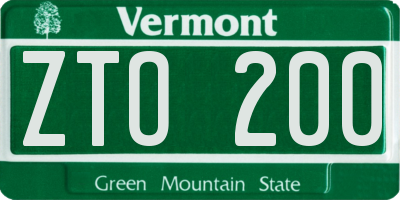 VT license plate ZTO200