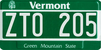 VT license plate ZTO205