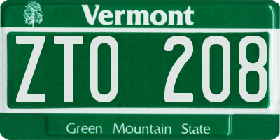VT license plate ZTO208