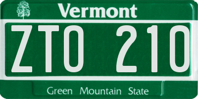 VT license plate ZTO210
