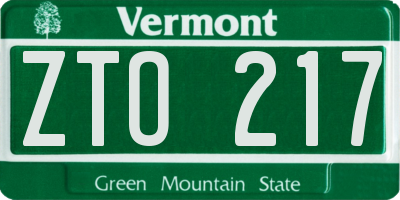 VT license plate ZTO217