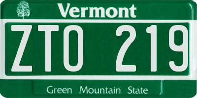 VT license plate ZTO219