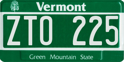 VT license plate ZTO225