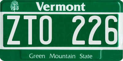 VT license plate ZTO226