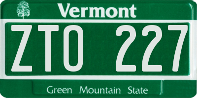 VT license plate ZTO227