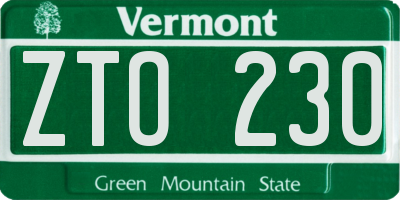 VT license plate ZTO230