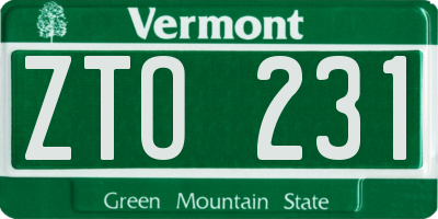 VT license plate ZTO231