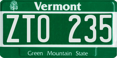 VT license plate ZTO235