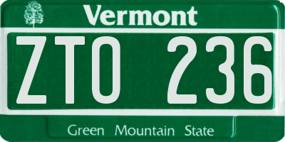 VT license plate ZTO236