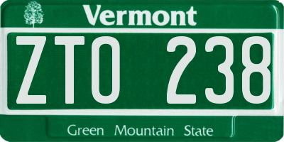 VT license plate ZTO238