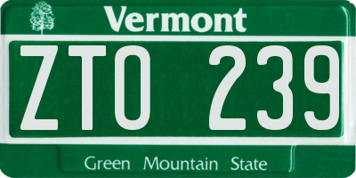 VT license plate ZTO239