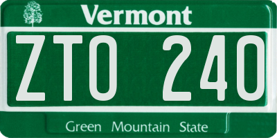 VT license plate ZTO240
