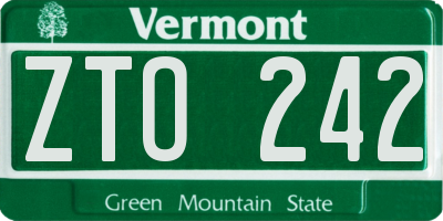 VT license plate ZTO242