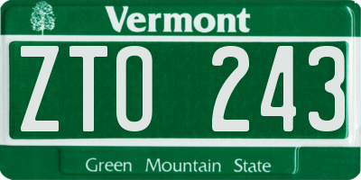 VT license plate ZTO243