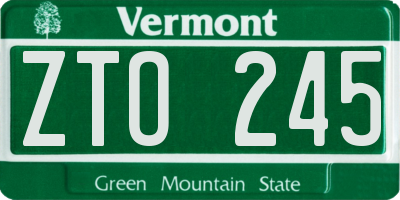 VT license plate ZTO245
