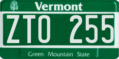 VT license plate ZTO255