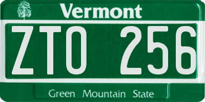 VT license plate ZTO256