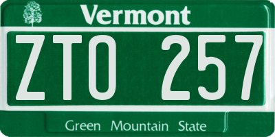 VT license plate ZTO257