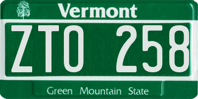 VT license plate ZTO258