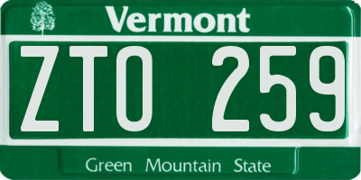 VT license plate ZTO259