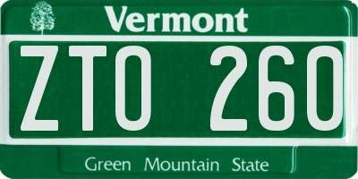 VT license plate ZTO260