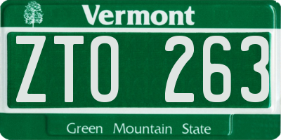 VT license plate ZTO263
