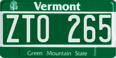 VT license plate ZTO265
