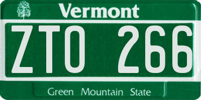 VT license plate ZTO266