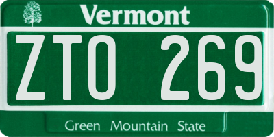 VT license plate ZTO269