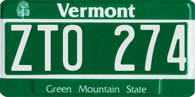VT license plate ZTO274